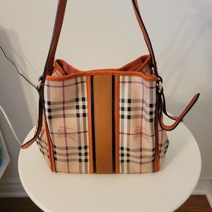 Burberry Haymarket Check Canterbury Tote Orange Bag